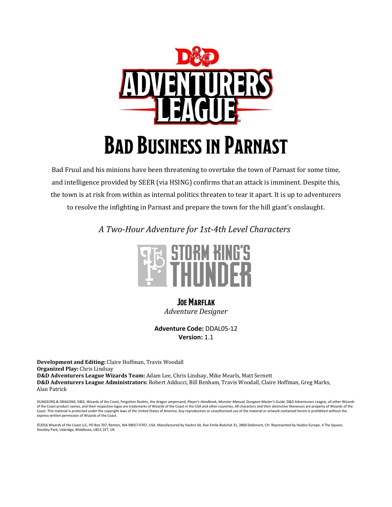 DDAL05-12 Bad Business in Parnast by Unknown