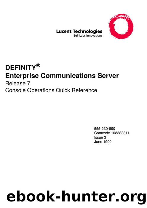 DEFINITY ECS Release 7  Console Operations Quick Reference by EZ Manuals