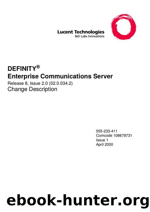 DEFINITYÂ® ECS Release 8, Issue 2.0 (02.0.034.2) Change Description by EZ Manuals