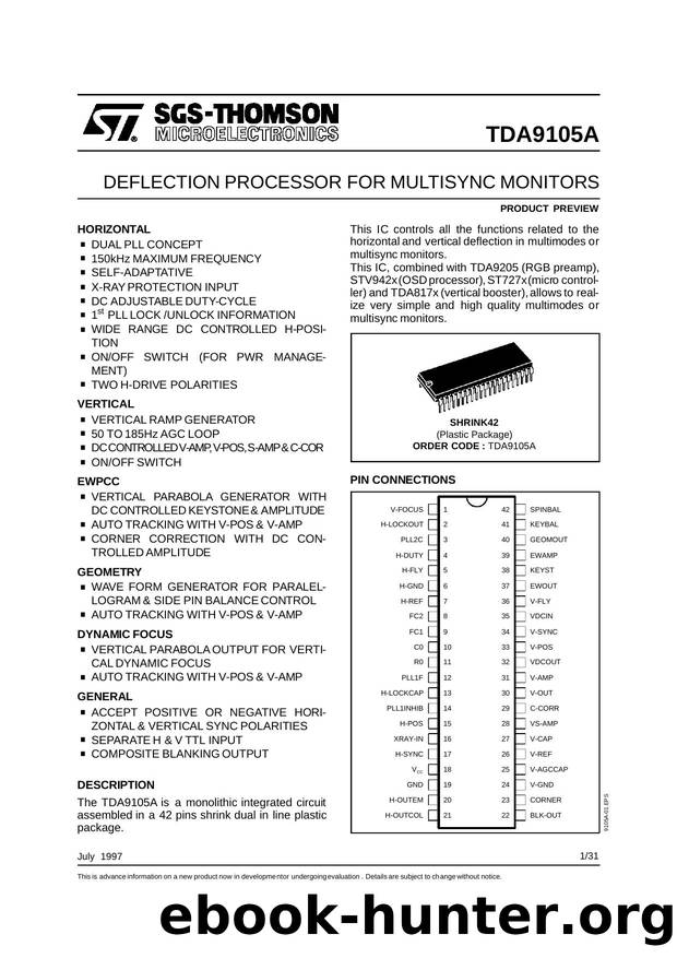 DEFLECTION PROCESSOR FOR MULTISYNC MONITORS by SGS-THOMSON Microelectronics