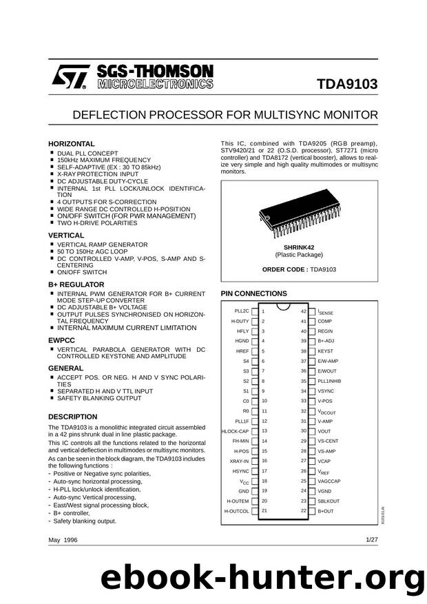 DEFLECTION PROCESSOR FOR MULTISYNC MONITORS by STMicroelectronics