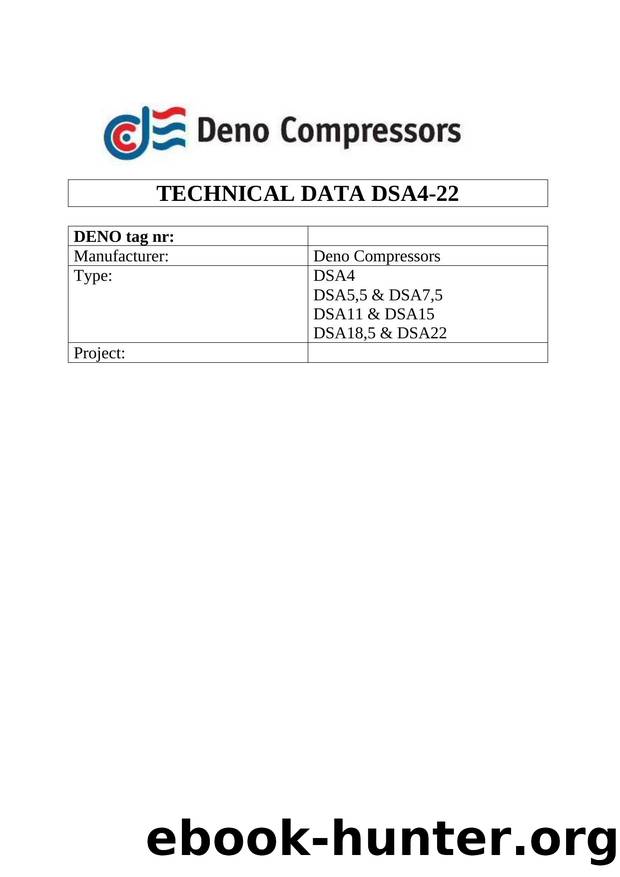 DENO Compressors Technical Data DSA 4-22 by jaco