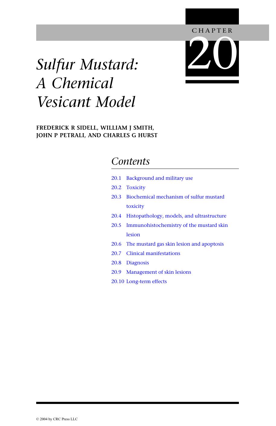 DERMATOTOXICOLOGY, 6TH EDITION by FREDERICK R SIDELL WILLIAM J SMITH JOHN P PETRALI AND CHARLES G HURST