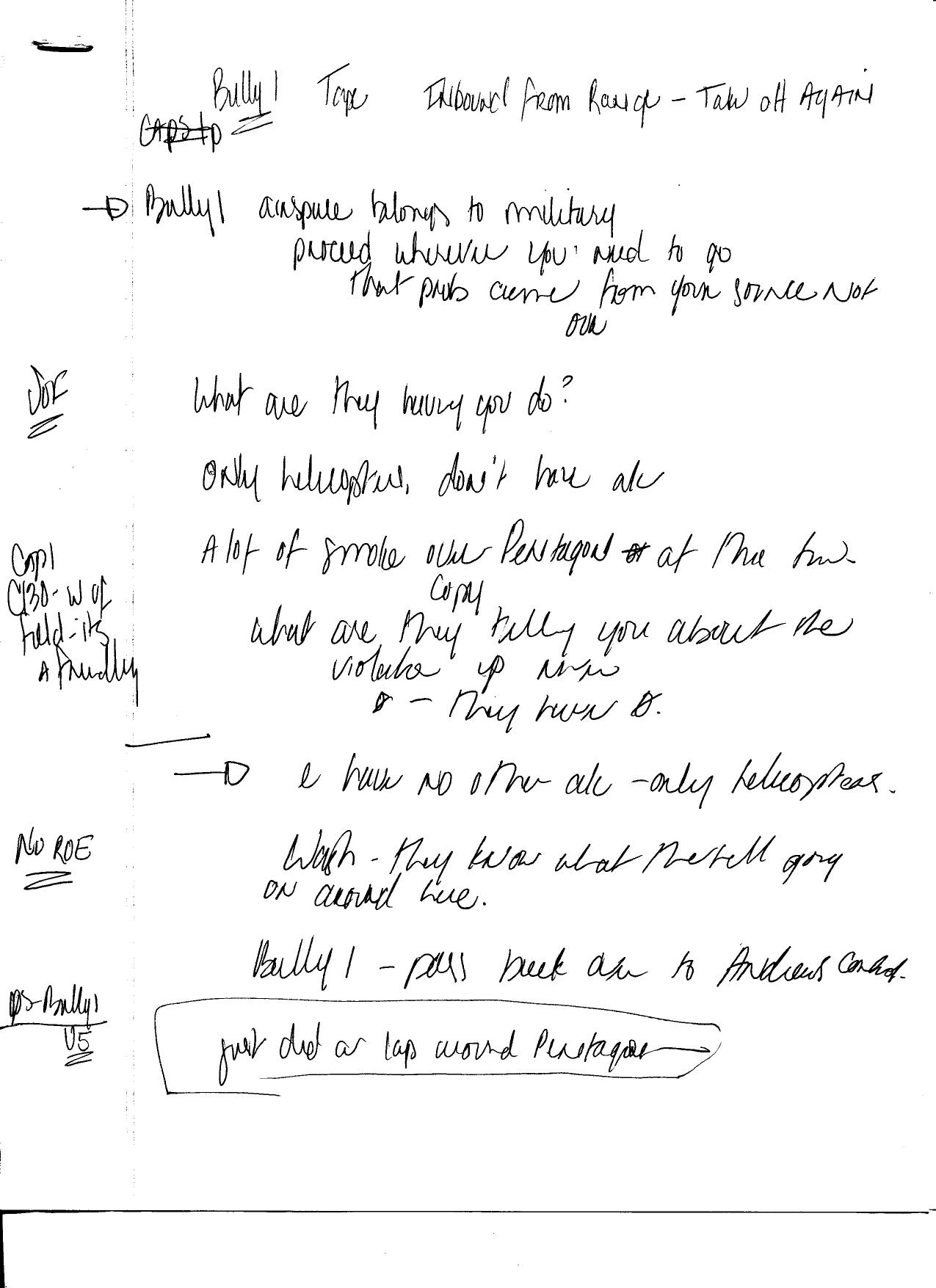 DH B3 Billy Hutchison Andrews AFB Fdr- Handwritten Notes from Interviews and Tapes by Unknown