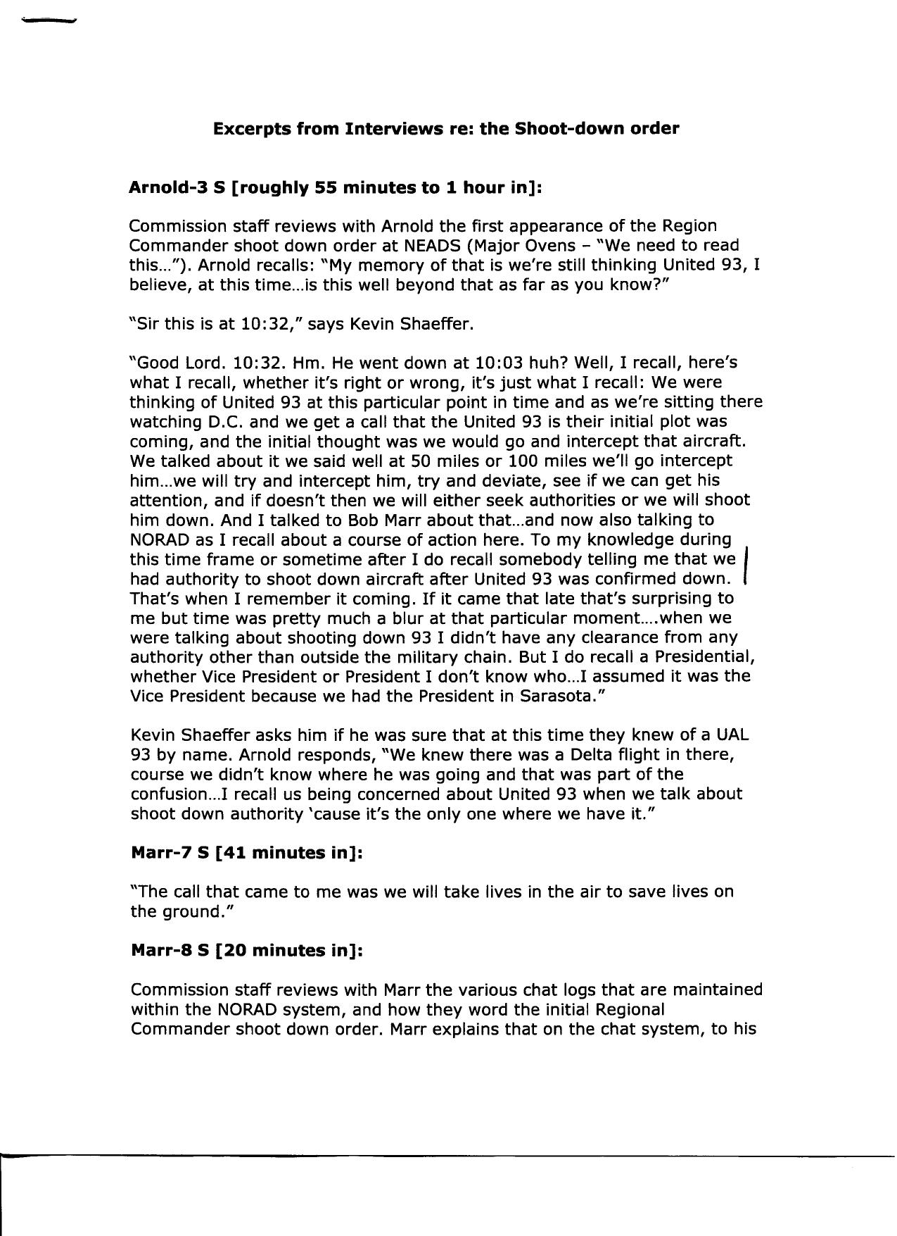 DH B4 Citation Sources Misc Fdr- Excerpts from Interviews re Shoot-down order 123 by Unknown