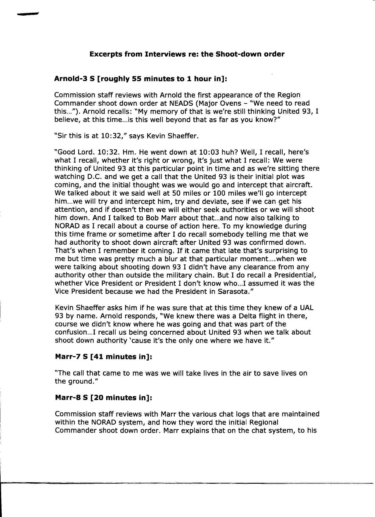 DH B5 DOD-NORAD Notes Fdr- Excerpts from Interviews re Shoot-down Order by Unknown