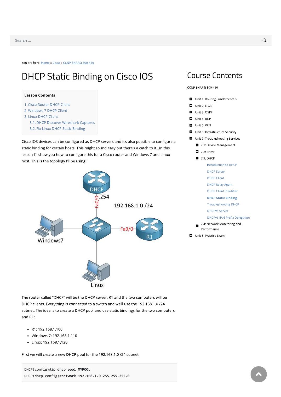 DHCP Static Binding on Cisco IOS by Rohan