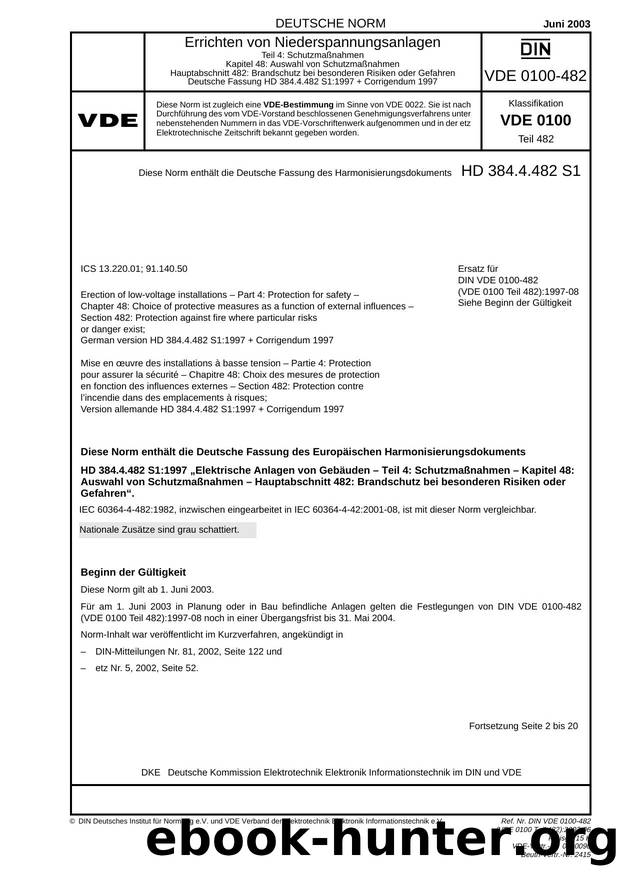 DIN VDE 0100-482-2003 by Unknown