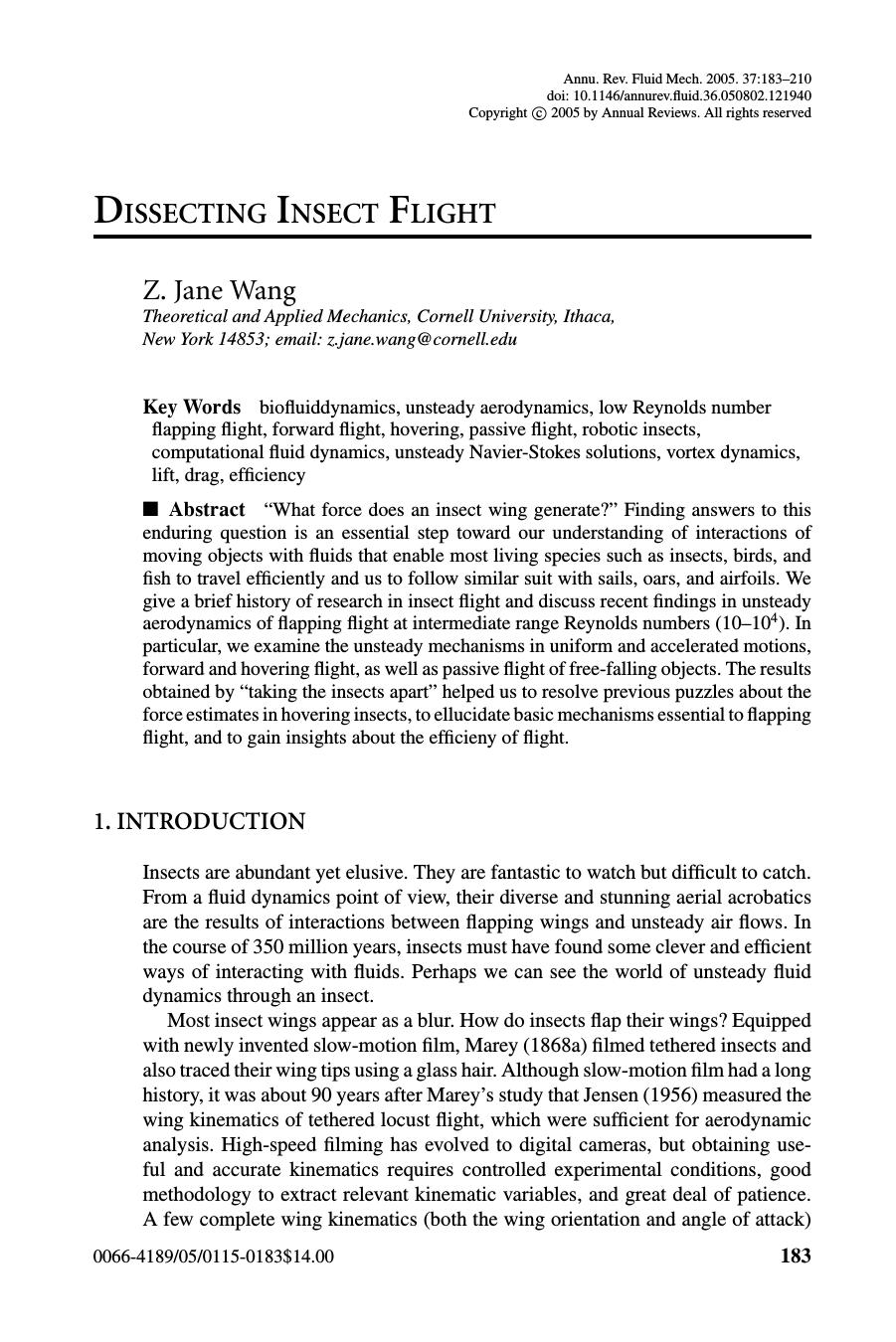DISSECTING INSECT FLIGHT by Z. Jane Wang