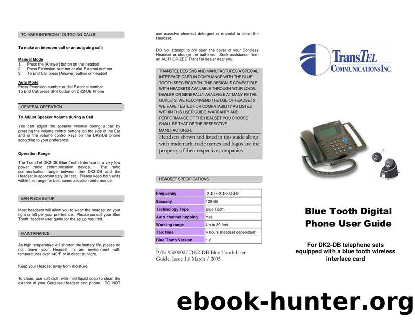 DK2 Bluetooth Wireless Headset Guide by Unknown