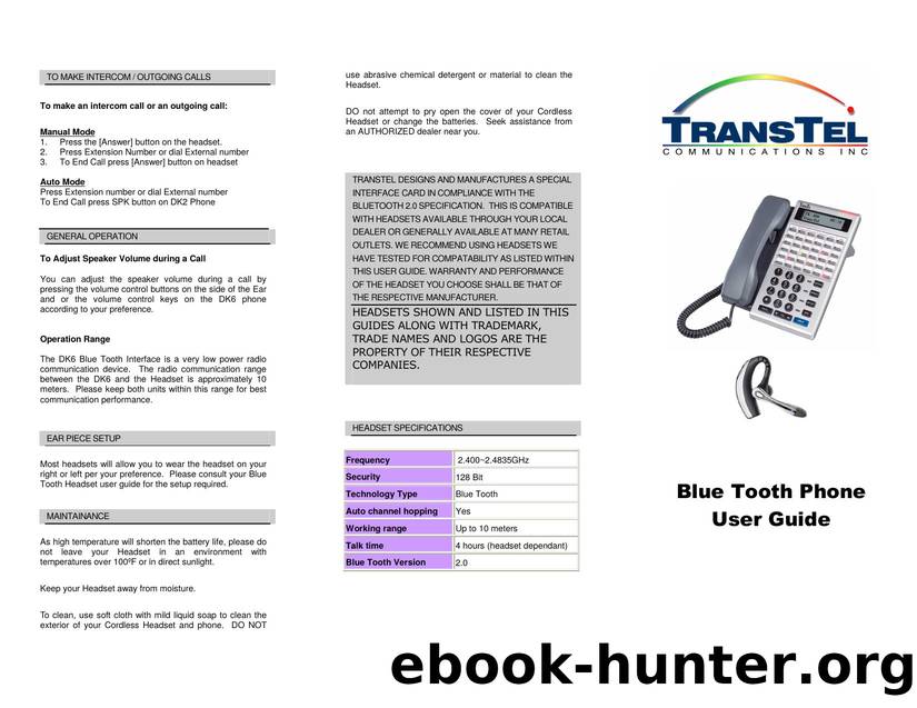 DK6 Digital Telephone Bluetooth User guide by Unknown
