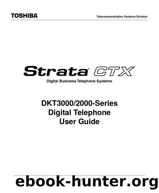 DKT30002000 Series Telephone User Guide by Toshiba TSD