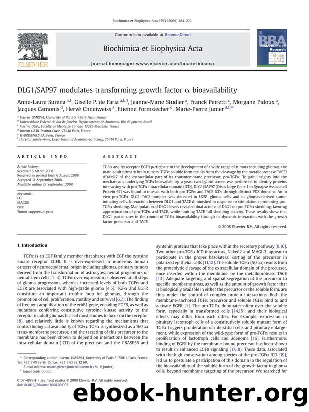 DLG1SAP97 modulates transforming growth factor Î± bioavailability by unknow