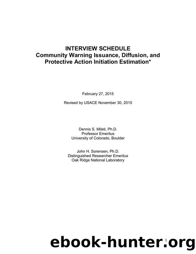 DLS-108 INTERVIEW SCHEDULE USACE Consequences by Dennis Mileti