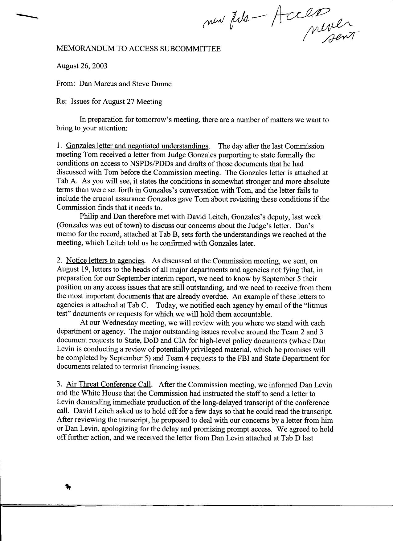 DM B1 Access- Never Sent Fdr- 8-26-03 Memo re 8-27-03 Meeting re Access Issues (see this Memo in Access Fdr) 179 by Unknown