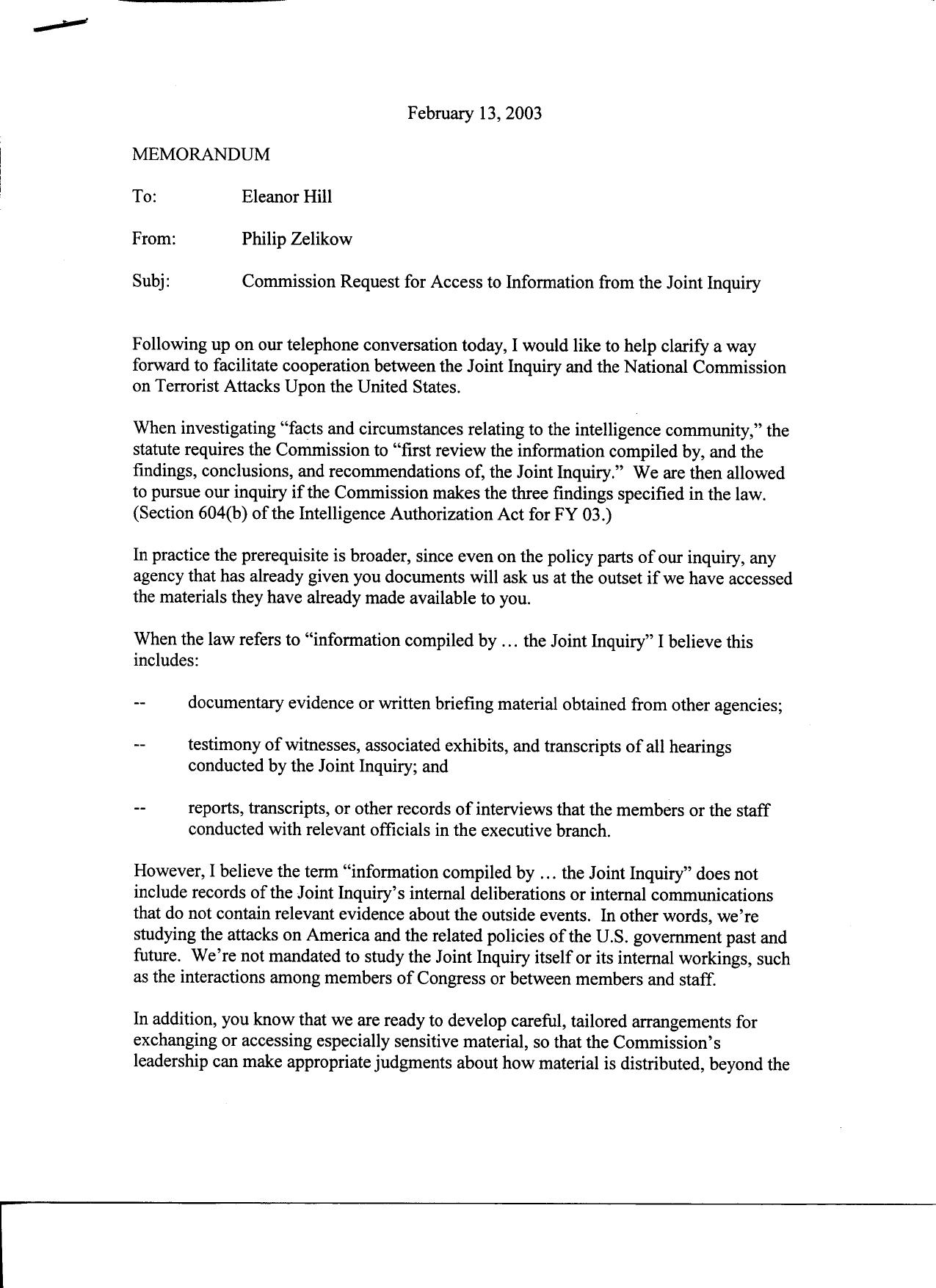 DM B2 Adam Ciongoli Fdr- Memos re Access to Joint Inquiry Documents 226 by Unknown