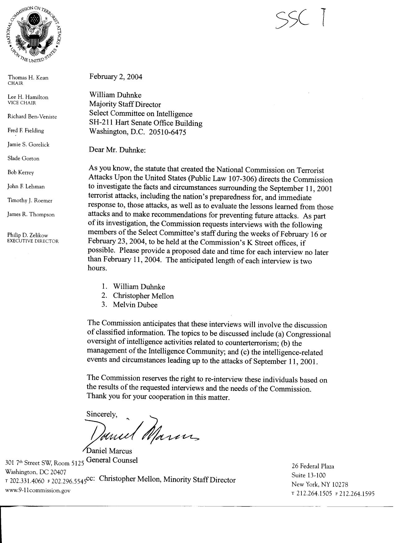 DM B7 Senate Select Committee on Intelligence Fdr- Entire Contents- Correspondence w SSCI re Interview and Document Requests 382 by Unknown