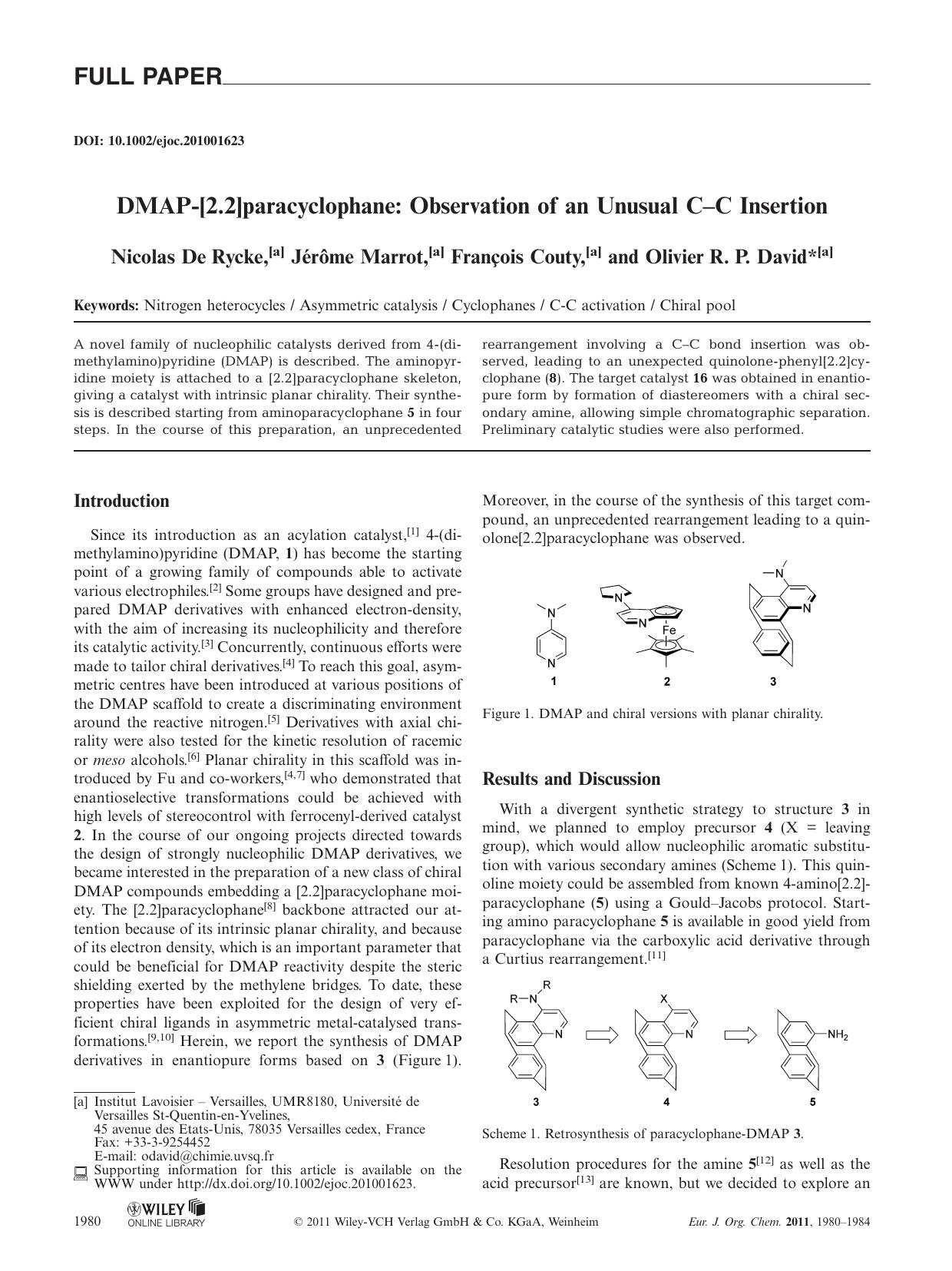 DMAP[2.2]paracyclophane: Observation of an Unusual CC Insertion by Unknown