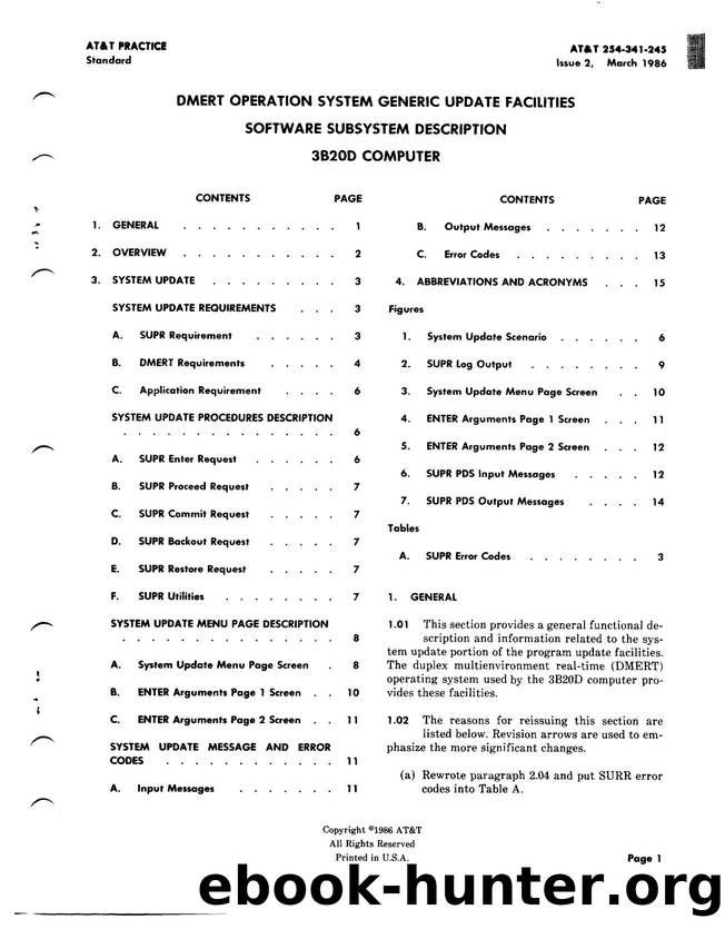 DMERT Operation System Generic Update Facilities Software Subsystem Description 3B20D Computer by AT&&T |