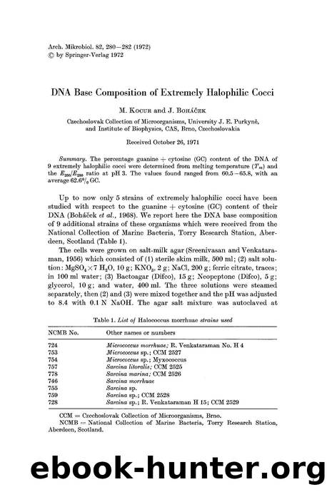 DNA base composition of extremely halophilic cocci by Unknown