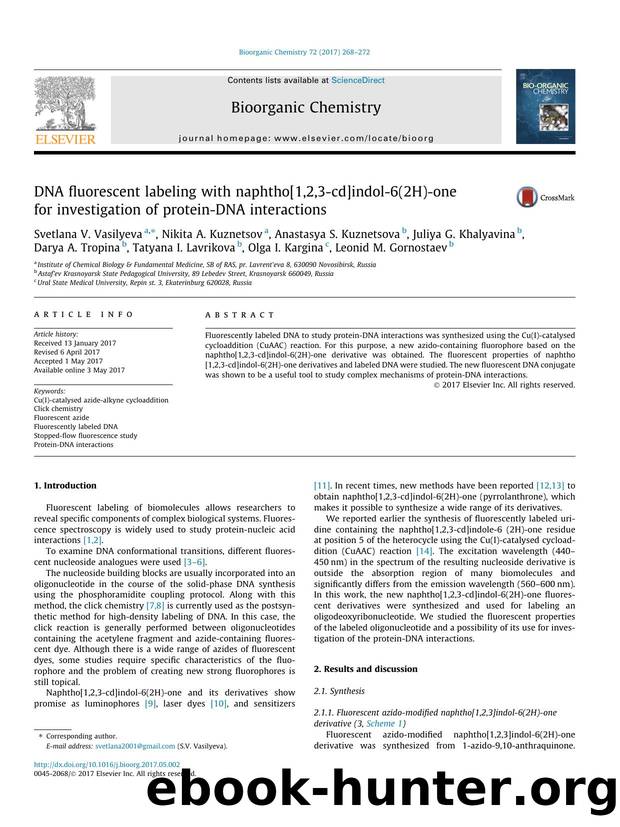 DNA fluorescent labeling with naphtho[1,2,3-cd]indol-6(2H)-one for investigation of protein-DNA interactions by unknow