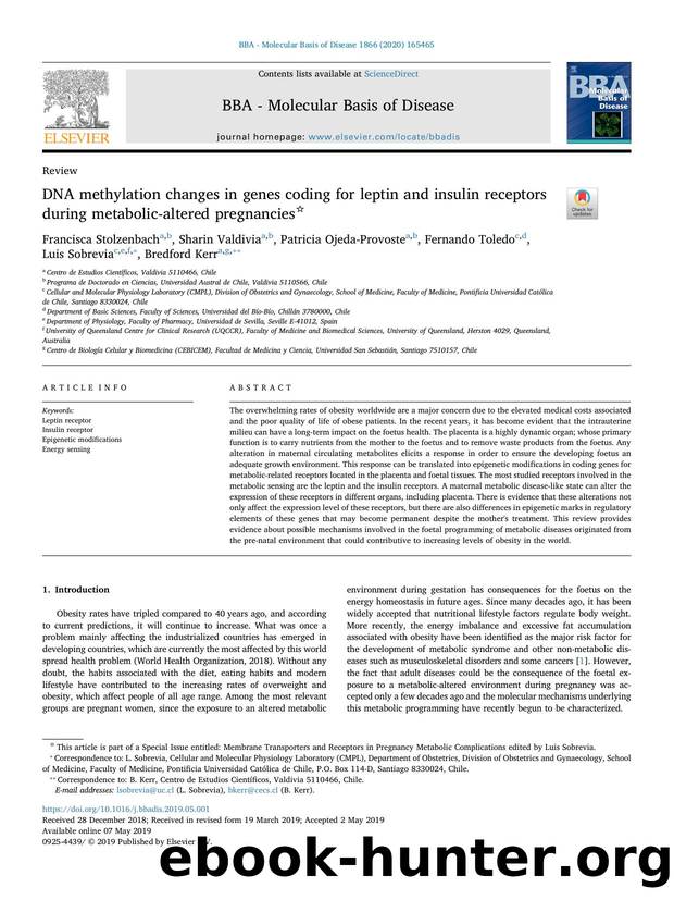 DNA methylation changes in genes coding for leptin and insulin receptors during metabolic-altered pregnancies by unknow
