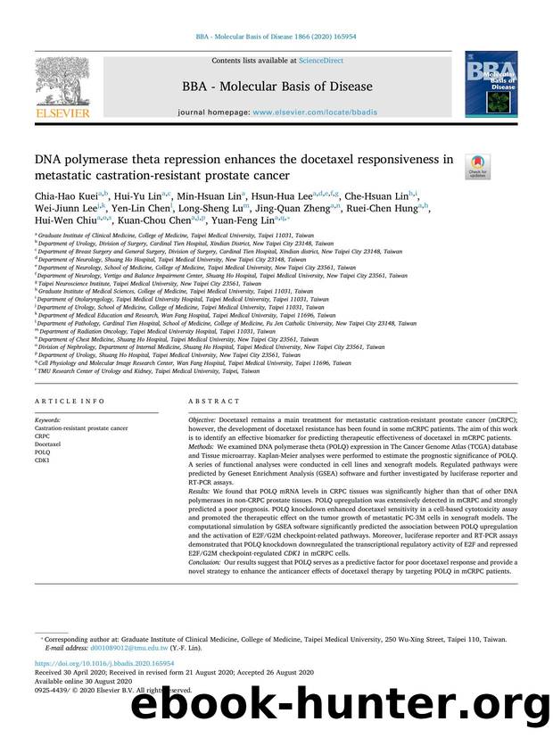 DNA polymerase theta repression enhances the docetaxel responsiveness in metastatic castration-resistant prostate cancer by unknow
