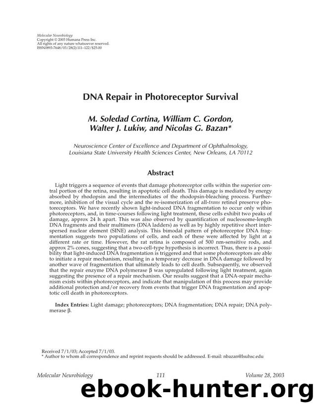 DNA repair in photoreceptor survival by Unknown