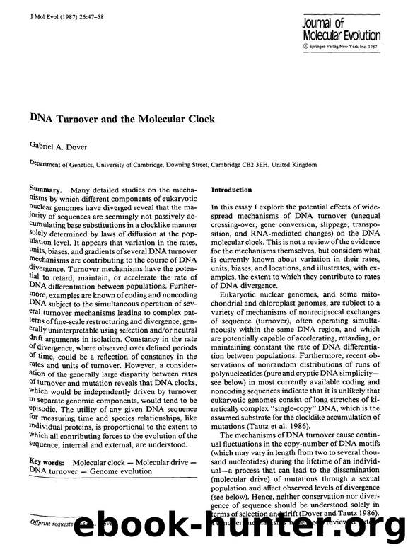 DNA turnover and the molecular clock by Unknown