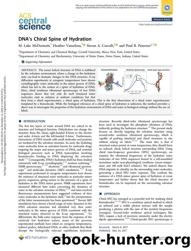 DNAâs Chiral Spine of Hydration by M. Luke McDermott Heather Vanselous Steven A. Corcelli & Poul B. Petersen