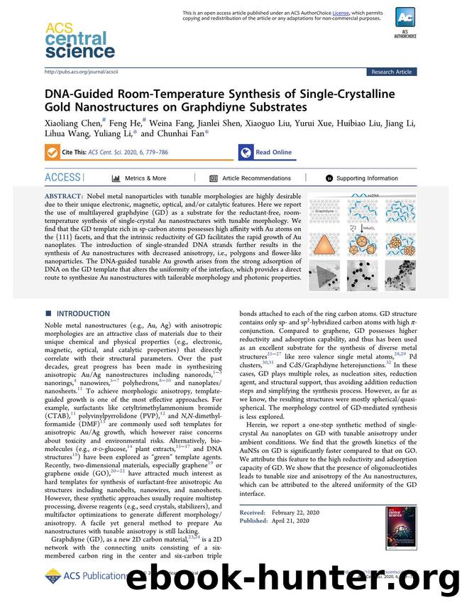 DNA-Guided Room-Temperature Synthesis of Single-Crystalline Gold Nanostructures on Graphdiyne Substrates by unknow