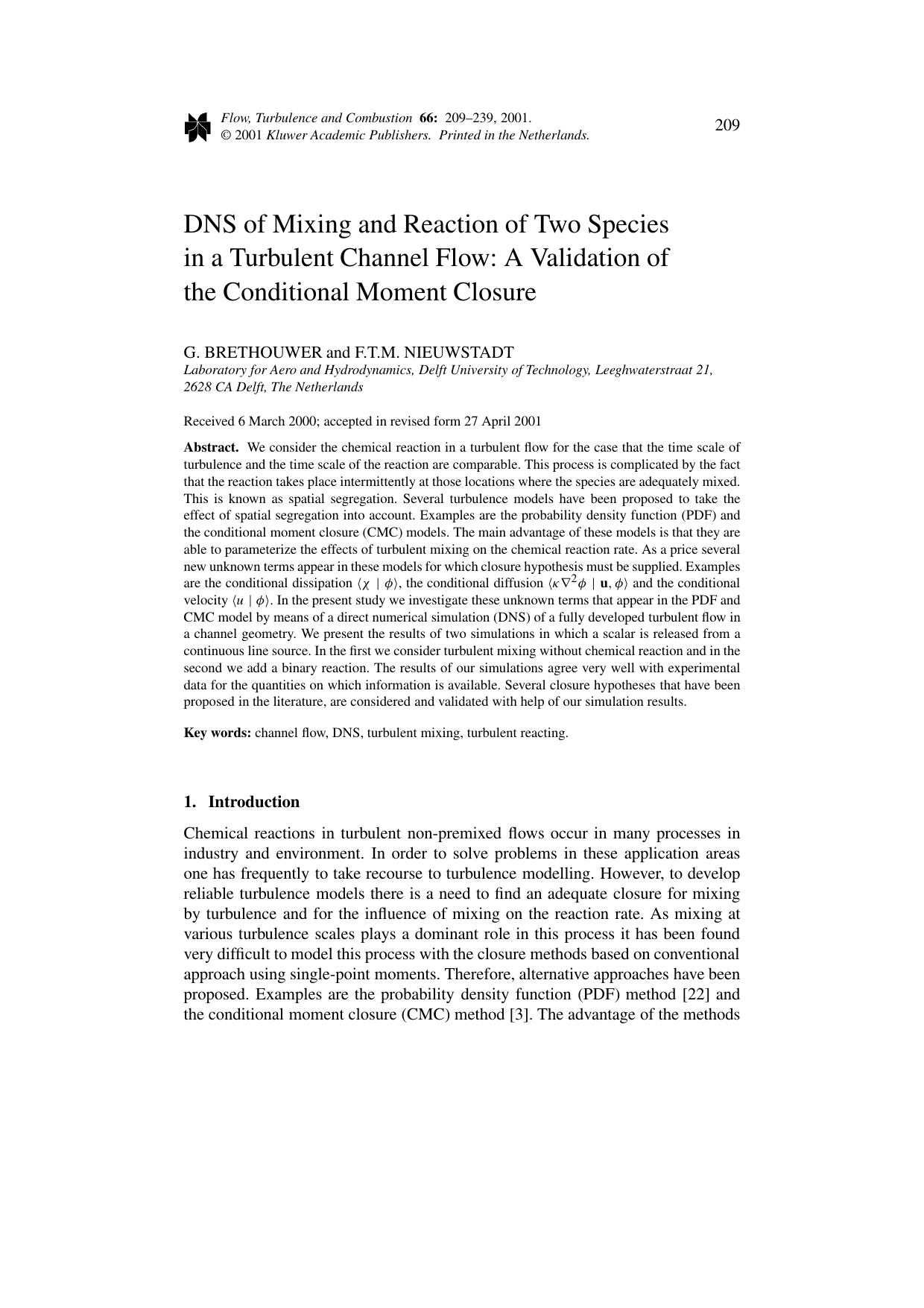 DNS of Mixing and Reaction of Two Species in a Turbulent Channel Flow: A Validation of the Conditional Moment Closure by Unknown