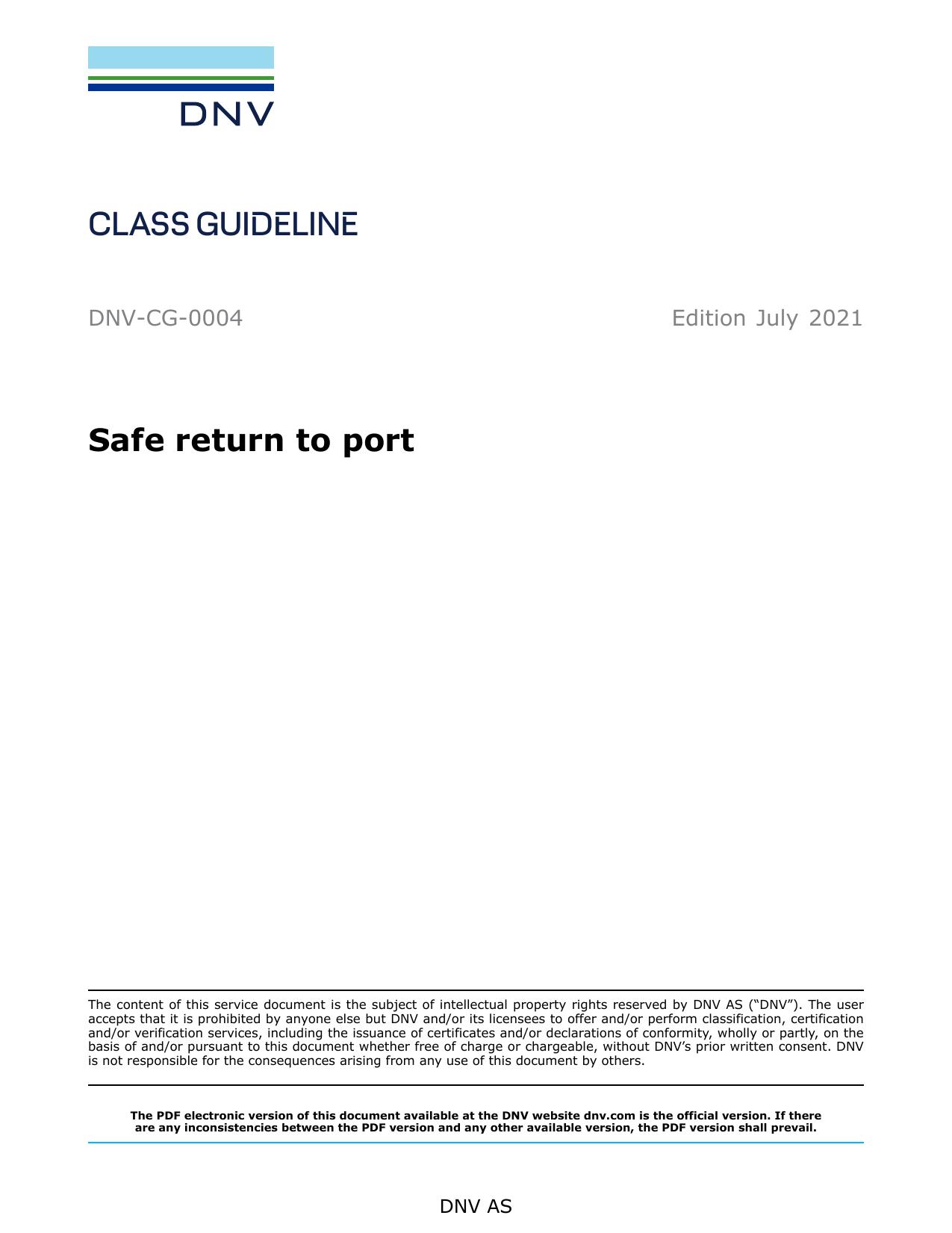 DNV-CG-0004 Safe return to port by DNV AS