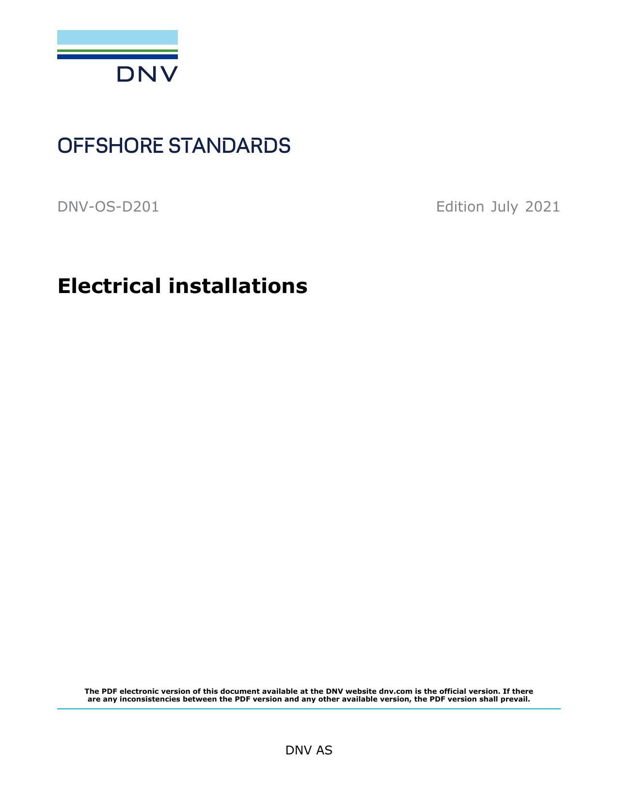 DNV-OS-D201 Electrical installations by DNV AS