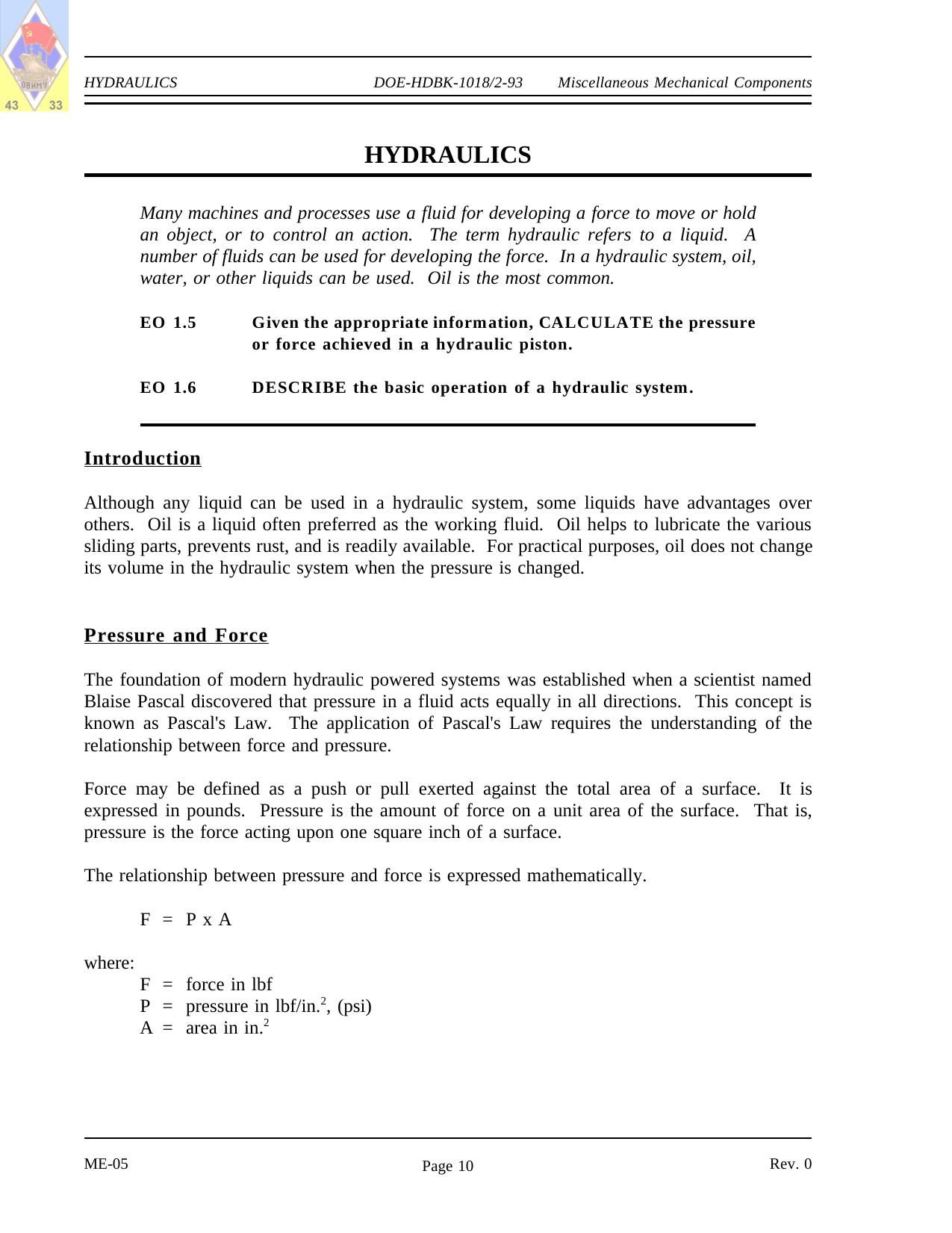 DOE-HDBK-10181-93; DOE Fundamentals Handbook Mechanical Science Volume 1 of 2 by Alex Yermoshkin