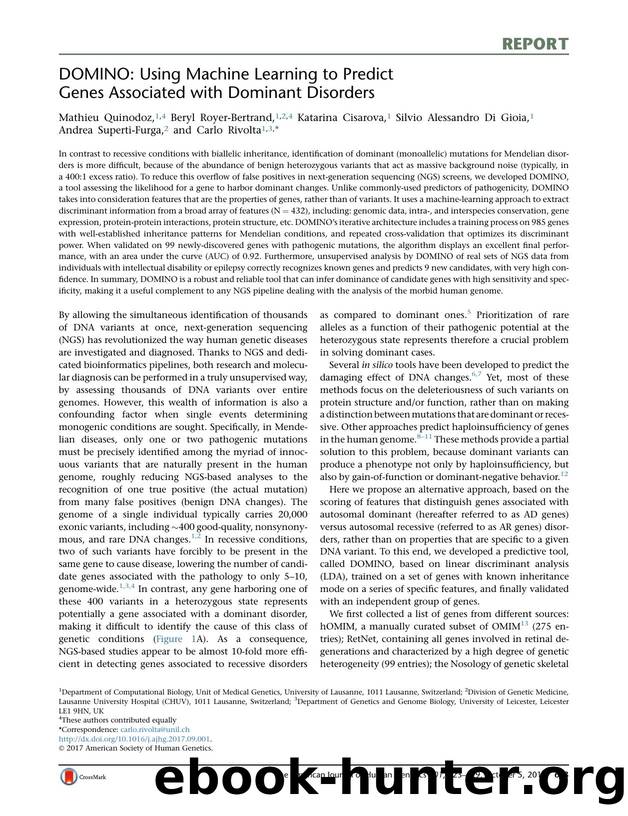 DOMINO: Using Machine Learning to Predict Genes Associated with Dominant Disorders by unknow