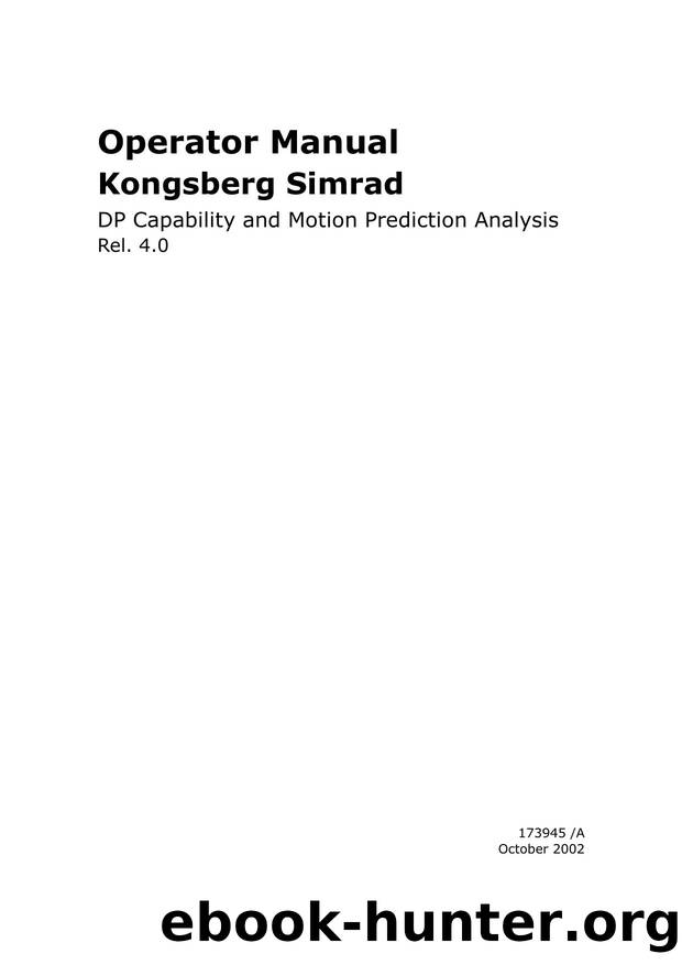 DP Capability and Motion Prediction Analysis Operator Manual by Skancke