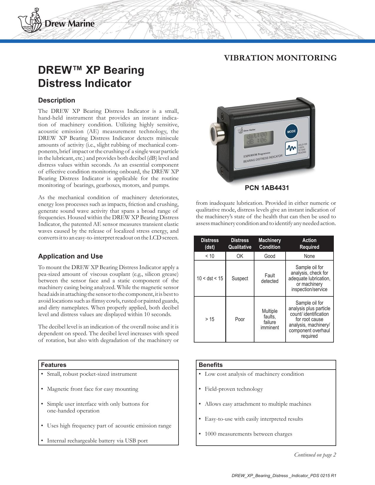 DREW XP Bearing Distress Indicator PDS by Unknown