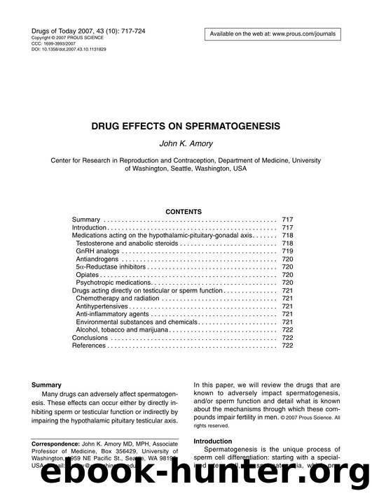 DRUG EFFECTS ON SPERMATOGENESIS by Prous Science (c) 2007