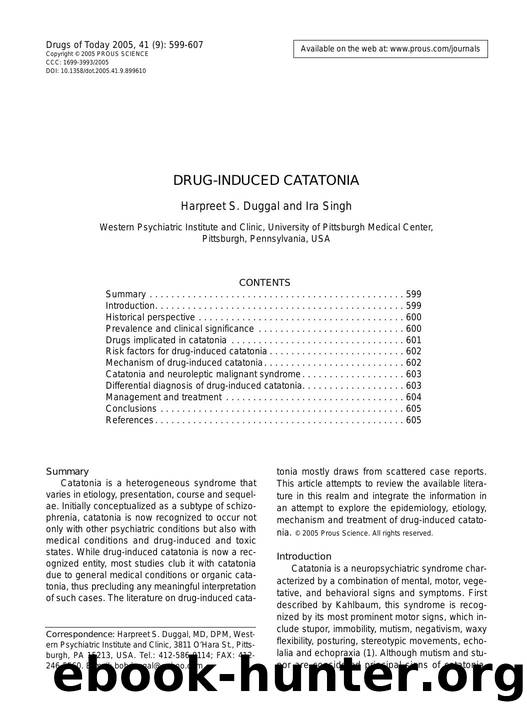 DRUG-INDUCED CATATONIA by Prous Science (c) 2005