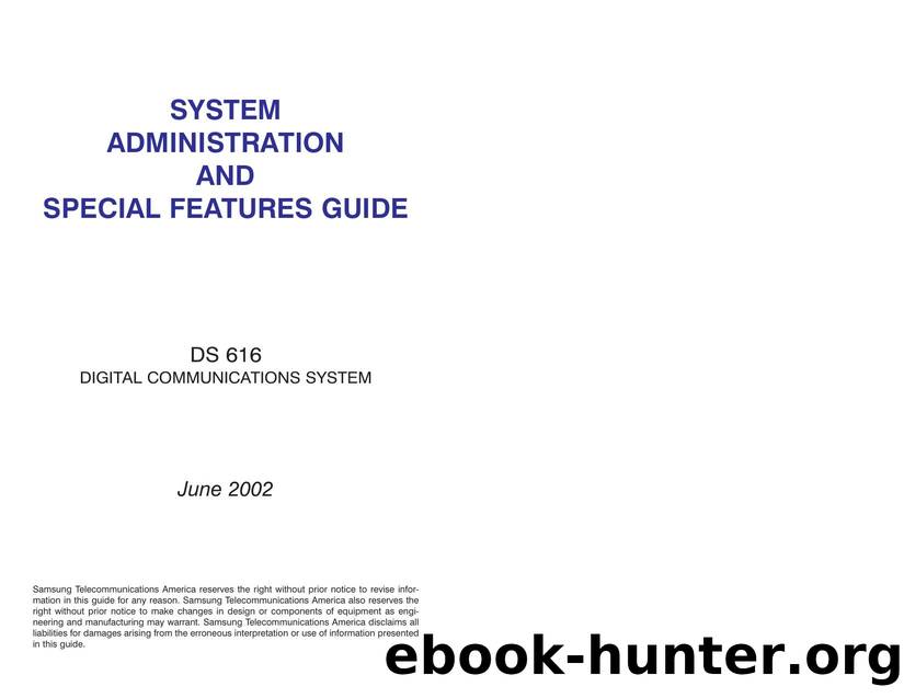 DS 616 System Administration and Special Features Guide by Samsung Product Department