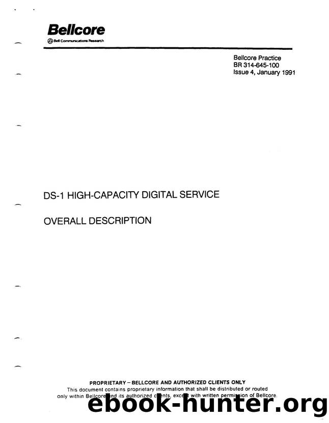 DS-1 High-Capacity Digital Service Overall Description by Bellcore