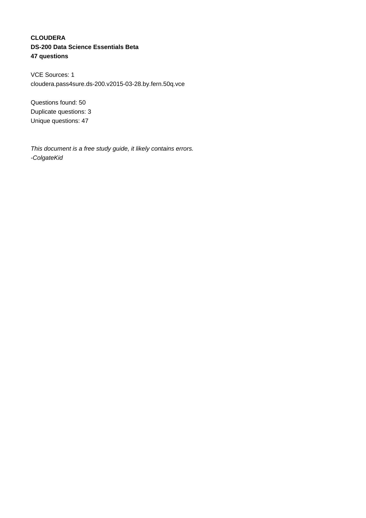 DS-200 Data Science Essentials Beta by Unknown