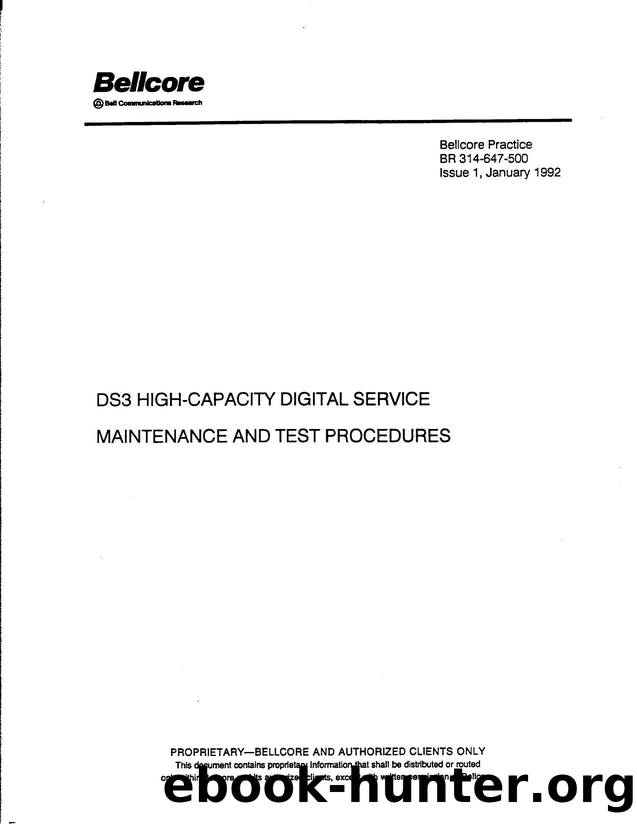 DS3 High-Capacity Digital Service Maintenance and Test Procedures by Bellcore |