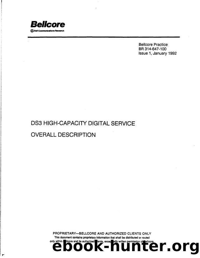 DS3 High-Capacity Digital Service Overall Description by Bellcore |