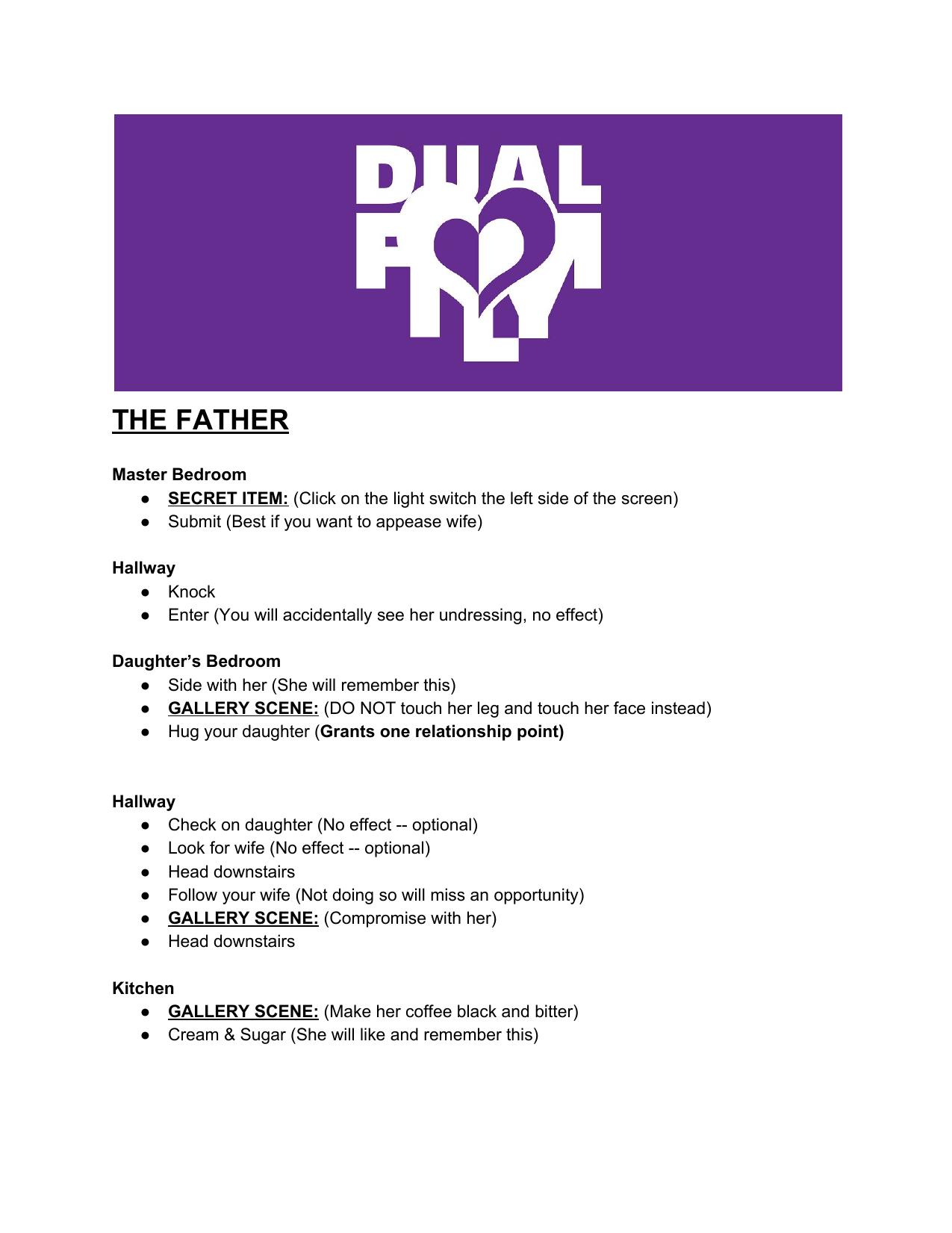 DUAL FAMILY Act I by Part VII Walkthrough