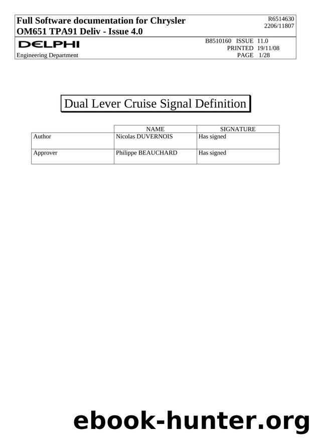 DUAL LEVER CRUISE SIGNAL DEFINITION by Nicolas DUVERNOIS