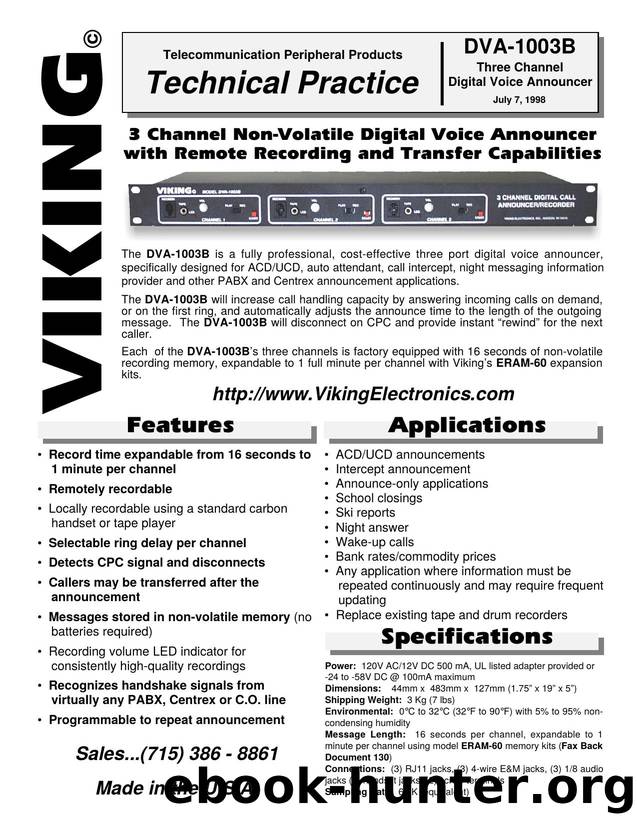 DVA-1003B Technical Practice by Viking Electronics Inc