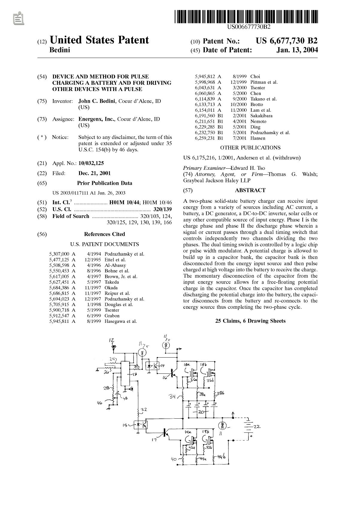 DaVince Tools Generated PDF File by Device & method for pulse charging a battery (patent info) (2004)