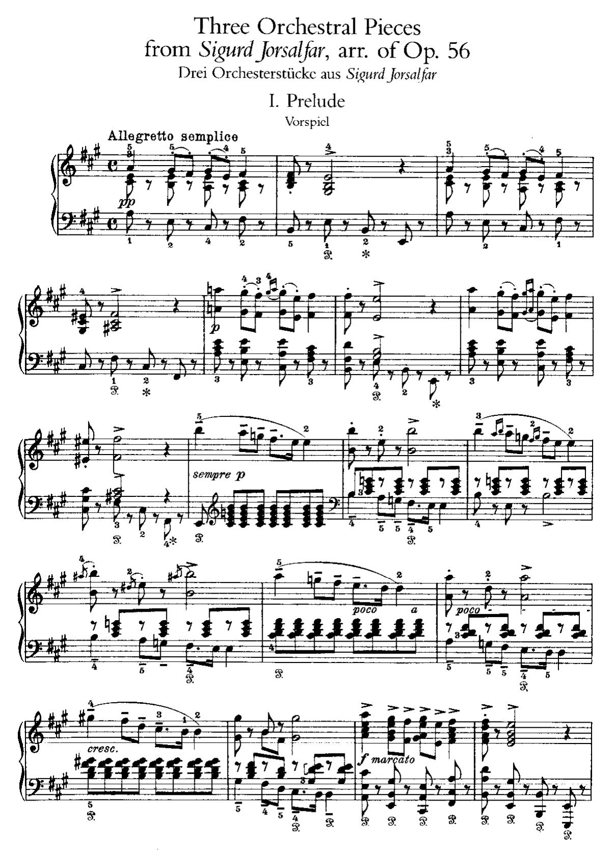 DaVince Tools Generated PDF File by Three Orchestral Pieces from 'Sigurd Jorsalfar' op.56